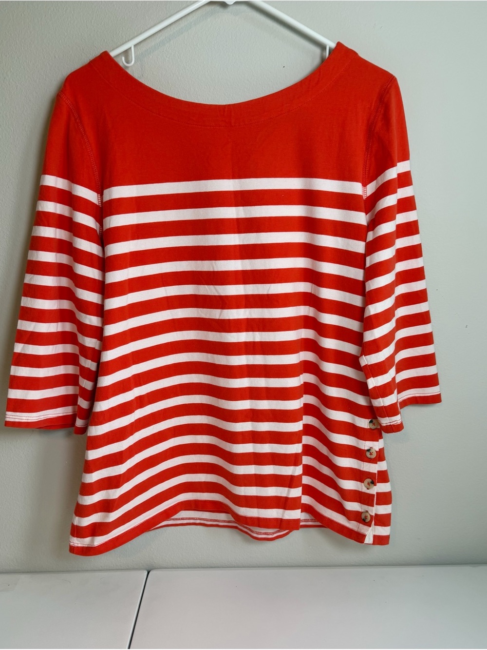 Maeve Orange and White Striped Boatneck Top